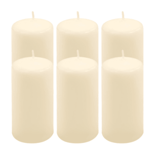 Sada sloupových svíček, 11, 5 cm, Ø 6 cm, krémové, 6 ks obraz