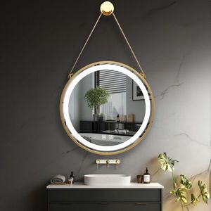 IREDA Koupelnové LED zrcadlo s osvětlením, zlatý rám, 60 cm obraz