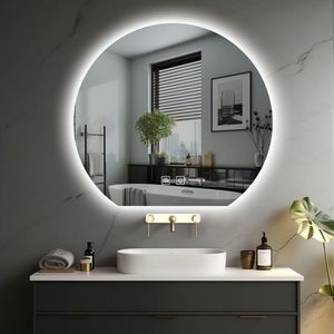 IREDA Koupelnové zrcadlo s LED osvětlením, kulaté, 50 cm obraz