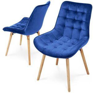 MIADOMODO Sada prošívaných jídelních židlí, modrá 2 ks obraz