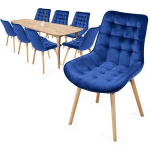 MIADOMODO Sada prošívaných jídelních židlí, modrá 8 ks obraz