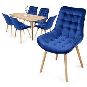 MIADOMODO Sada prošívaných jídelních židlí, modrá 6 ks obraz