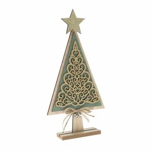 Dřevěný vánoční stromek Ornamente zelená, 11 x 23 x 4 cm obraz