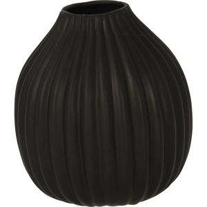 Žebrovaná váza Maeve černá, 12 x 14 x 12 cm, dolomit obraz