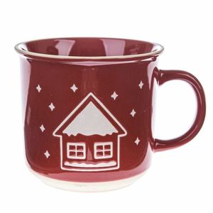 Vánoční keramický hrnek Snowy cottage červená, 450 ml obraz
