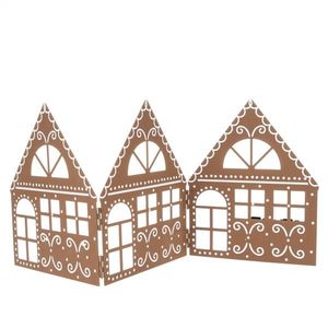 Vánoční kovová dekorace Three houses hnědá, 50 x 20 x 2, 5 cm obraz
