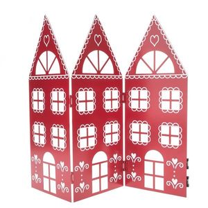 Vánoční kovová dekorace Three houses červená, 68 x 39 x 2, 5 cm obraz