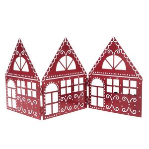 Vánoční kovová dekorace Three houses červená, 50 x 20 x 2, 5 cm obraz