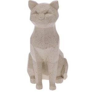 Dekorace geometric Sedící kočka, 20 cm, krémová obraz
