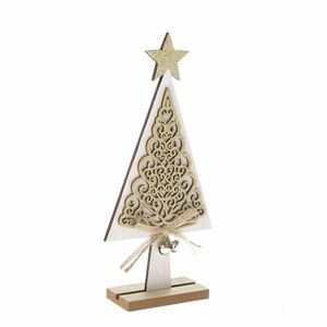 Dřevěný vánoční stromek Ornamente bílá, 11 x 23 x 4 cm obraz