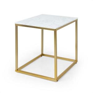Besoa White Pearl I, konferenční stolek, 50 x 50 x 50 cm (Š x V x H), mramor, zlatý/bílý obraz