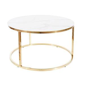 Konferenční stolek SOBANI bílý mramor/zlatá obraz