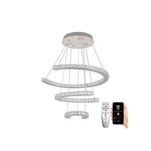LED Stmívatelný lustr na lanku LED/100W/230V 3000-6500K stříbrná + DO obraz