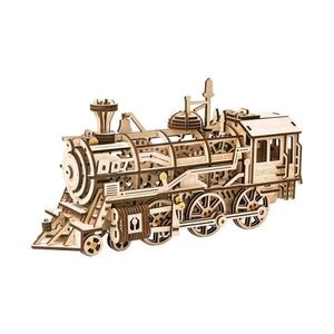 Robotime 3D dřevěné mechanické puzzle Parní lokomotiva 350 ks obraz