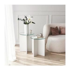 SADA 2x Odkládací stolek LILY pr. 40 cm bílá/čirá obraz