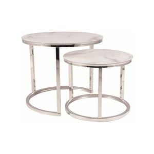 Konferenční stolek OTLONTO bílý mramor/stříbrná obraz