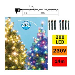 LED Vánoční řetěz venkovní 200xLED/5 funkcí 17m IP44 teplá bílá/multicolor obraz