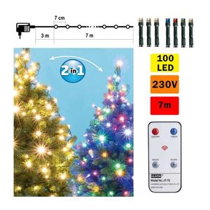 LED Vánoční venkovní řetěz 100xLED 10m IP44 teplá bílá/multicolor + DO obraz
