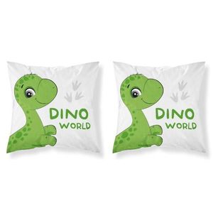 Návlek bavlněný pro děti, Dino world, zelený, 40 x 40 cm obraz