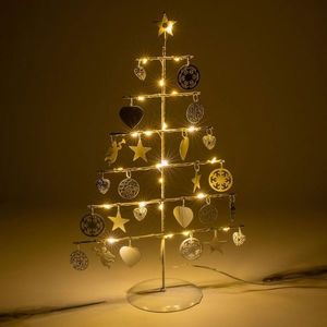 Nexos 64264 Vánoční kovový dekorační strom - bílý, 25 LED, teple bílá obraz