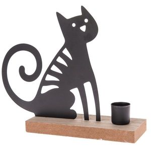 Kovový svícen na čajovou svíčku Kočka, 20 x 16, 5 x 6 cm obraz