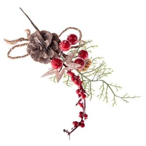 Dekorační vánoční větvička s červenými bobulemi, 15 x 29 x 6 cm obraz
