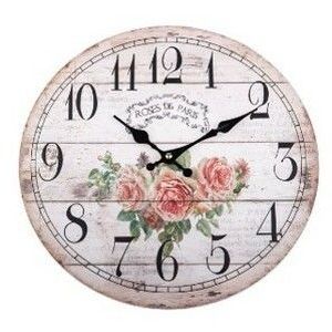 Nástěnné hodiny Paris roses, pr. 34 cm, dřevo obraz