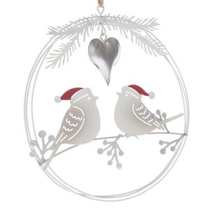 Vánoční závěsná kovová dekorace Ptáčci, 14, 5 x 16 x 1 cm obraz
