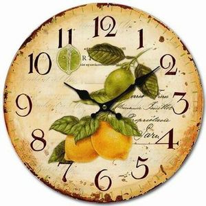 Dřevěné nástěnné hodiny Vintage lemons, pr. 34 cm obraz