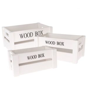 Sada dřevěných bedýnek Wood Box, 3 ks, bílá obraz