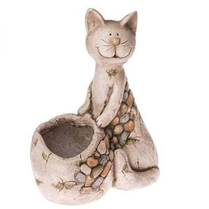 Keramický obal na květináč Sedící kočka, 21, 5 x 43 x 32, 5 cm obraz