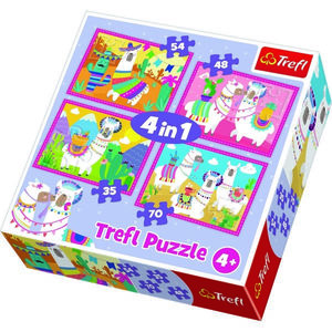 Trefl Puzzle Veselé lamy 4v1 (35, 48, 54, 70 dílků) obraz