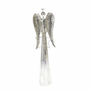 Vánoční kovová LED dekorace Angel with star stříbrná, 23 x 70 cm obraz