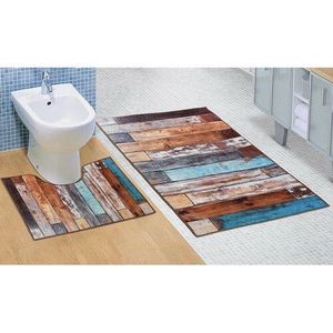 Bellatex Sada koupelnových predložek Dřevěná podlaha 3D , 60 x 100 cm, 60 x 50 cm obraz