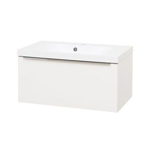 MEREO Mailo, koupelnová skříňka s umyvadlem z litého mramoru 81 cm, bílá, chrom madlo CN516M obraz