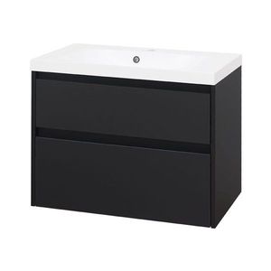 MEREO Opto, koupelnová skříňka s umyvadlem z litého mramoru 81 cm, černá CN941M obraz