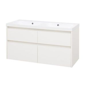 MEREO Opto, koupelnová skříňka s umyvadlem z litého mramoru 121 cm, bílá CN913M obraz