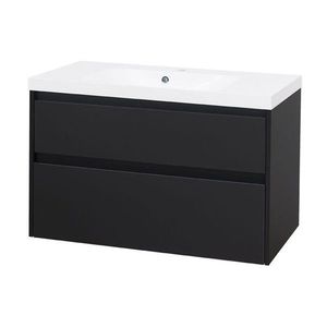 MEREO Opto, koupelnová skříňka s umyvadlem z litého mramoru 101 cm, černá CN942M obraz