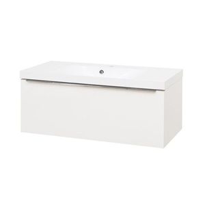 MEREO Mailo, koupelnová skříňka s umyvadlem z litého mramoru 101 cm, bílá, chrom madlo CN517M obraz