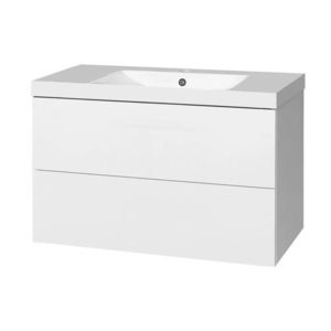 MEREO Aira, koupelnová skříňka s umyvadlem z litého mramoru 101 cm, bílá CN712M obraz