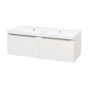 MEREO Mailo, koupelnová skříňka s umyvadlem z litého mramoru 121 cm, bílá, chrom madlo CN518M obraz