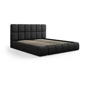 Černá čalouněná dvoulůžková postel s úložným prostorem s roštem 140x200 cm Bellis – Micadoni Home obraz