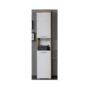 Koupelnová vysoká skříňka Amanda 103, sukový dub/bílý lesk obraz