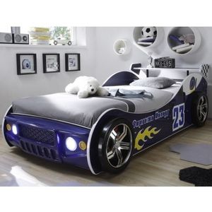 Dětská závodní postel Energy 90x200 cm, modré auto s osvětlením obraz