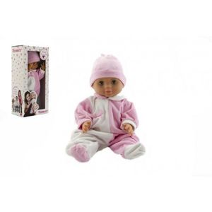 Hamiro panenka miminko 40cm pevné tělíčko růžovo-bílý obleček obraz