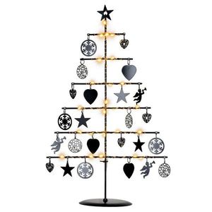 Nexos 67072 Vánoční kovový dekorační strom - černý, 25 LED, teple bílá obraz