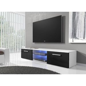 TV stolek IWORU s LED, bílý/černý lesk obraz