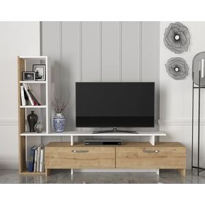 Televizní stolek TYRA s regálem, sapphire/bílá obraz