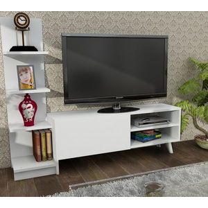 Televizní stolek s regálem ROSALYN, bílý obraz