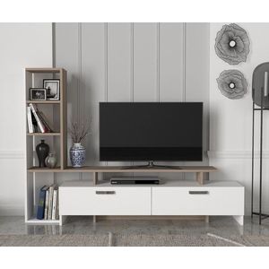Televizní stolek TYRA s regálem, bílá/cordoba obraz